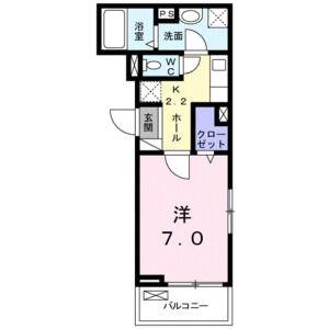 ノアズアークII(1K/2階)の間取り写真