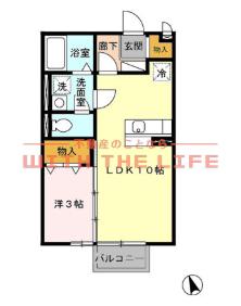 グランドソレーユ東合川(1LDK/1階)の間取り写真