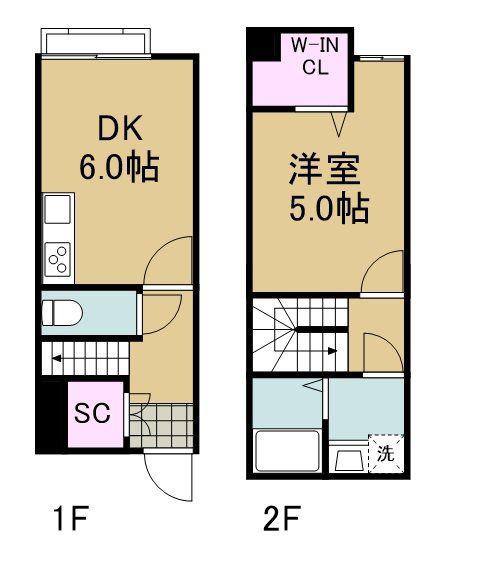 LOGIC蟹沢(1DK/1階)の間取り写真