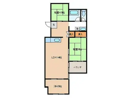 サンハイツ一松(3LDK/2階)の間取り写真