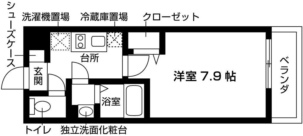 グランデコート大宅甲ノ辻(1K/3階)の間取り写真