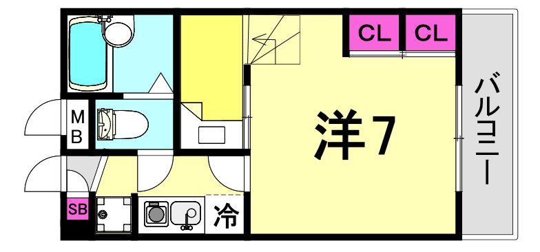 レオパレス クレセント(1K/1階)の間取り写真
