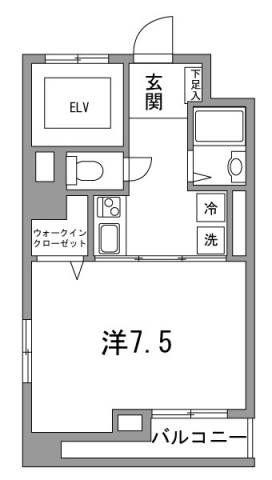 コンフォート築地(1K/4階)の間取り写真