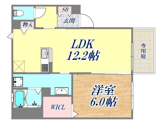 アリビオ(1LDK/1階)の間取り写真
