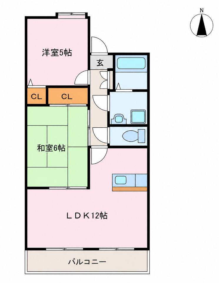 フィールドゴッド21B(2LDK/2階)の間取り写真
