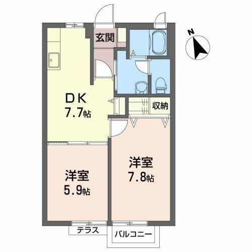 ヴェルデ・ラーパ(2DK/1階)の間取り写真
