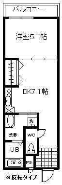 フジパレス堺初芝(1DK/3階)の間取り写真