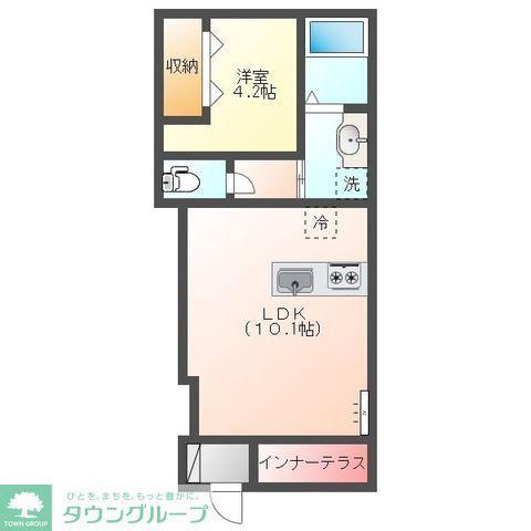 アルデュール ロゼ(1LDK/1階)の間取り写真