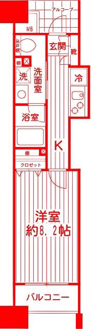 エクセル川崎ウエスト(1K/12階)の間取り写真