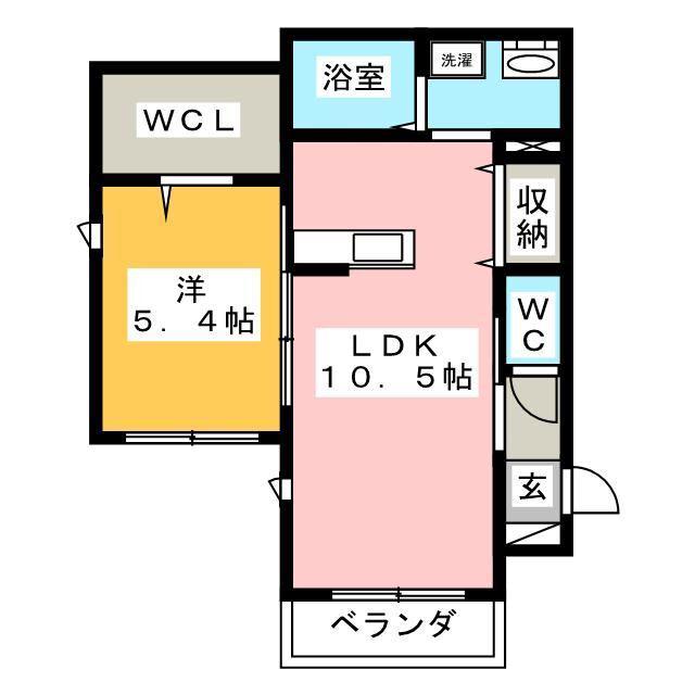 パストラーレ(1LDK/1階)の間取り写真