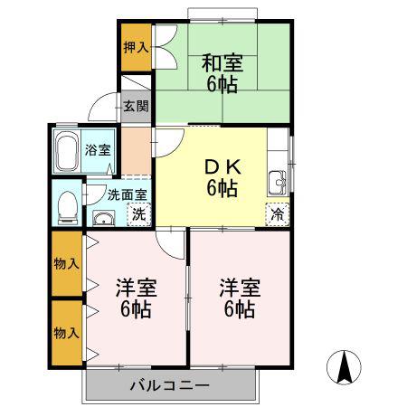メゾンモランジェ(3DK/2階)の間取り写真