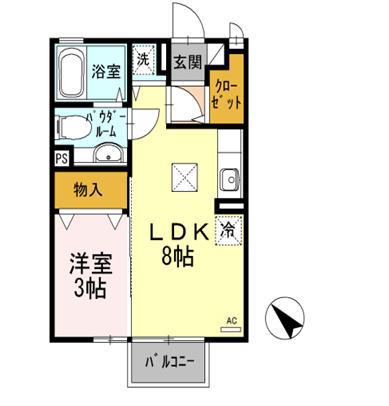 シャトレー あしがら(1LDK/1階)の間取り写真