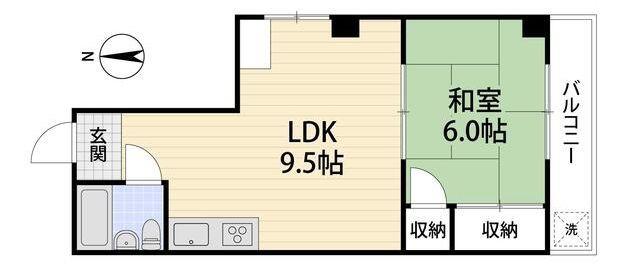 小野田ハイツ(1LDK/2階)の間取り写真