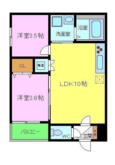 I MAISON RHODON(2LDK/2階)の間取り写真
