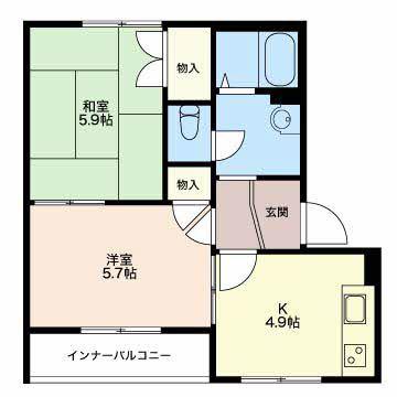 アベニューナオコC(2K/2階)の間取り写真