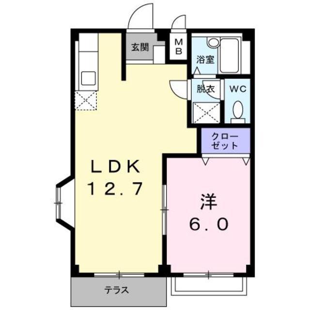 エルディム小野(1LDK/1階)の間取り写真