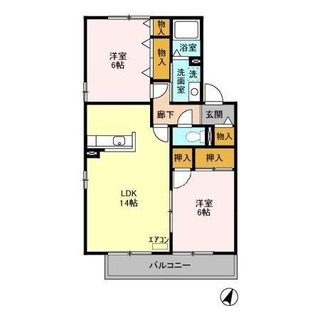 シャインメモリー館ABCDE(2LDK/2階)の間取り写真