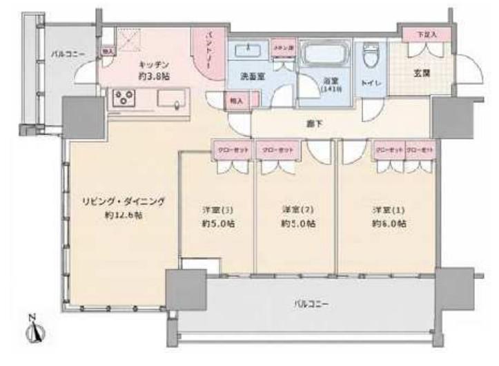ブランズタワー芝浦(3LDK/11階)の間取り写真