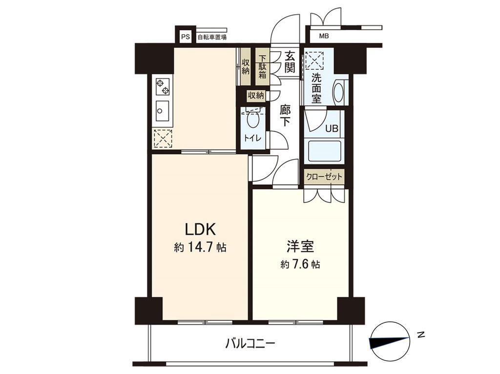 レジデンス仙台駅東(1LDK/15階)の間取り写真