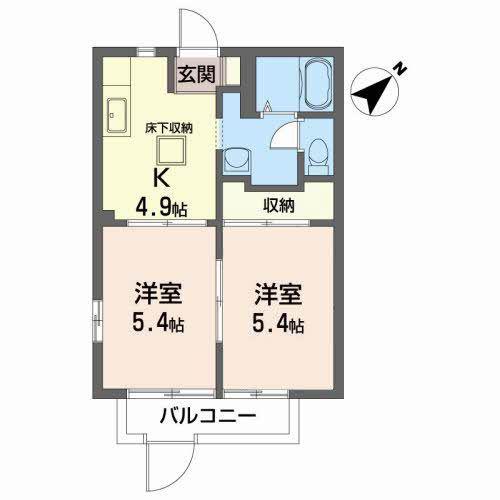 大日向ハイツB(2K/1階)の間取り写真