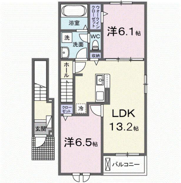 カーサ・フィオーレV(2LDK/2階)の間取り写真