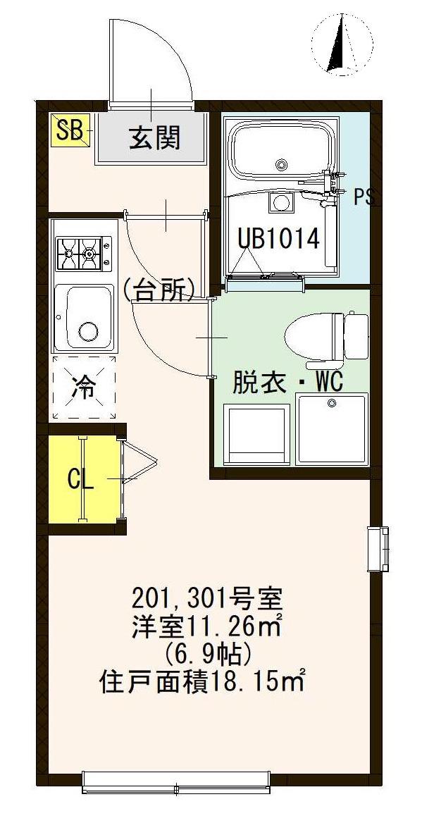 プレミア五反野(ワンルーム/2階)の間取り写真