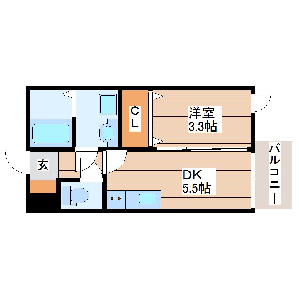 AMOUR新寺(1DK/1階)の間取り写真