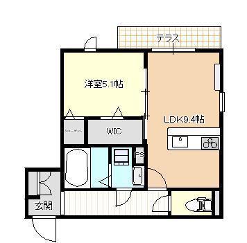 ソアヴィータ新山口(1LDK/3階)の間取り写真