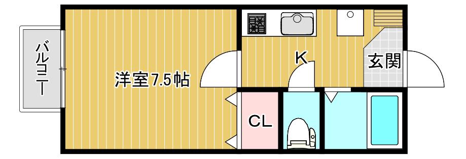 プレジール(1K/2階)の間取り写真