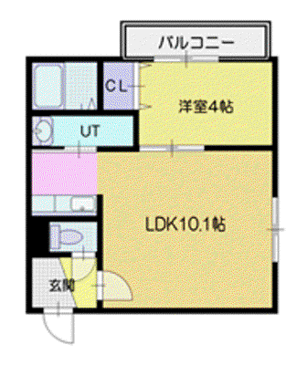 カレラ南郷(1LDK/3階)の間取り写真