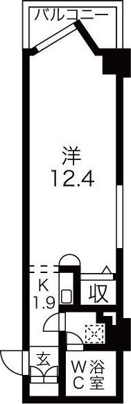 グリーンハイツ浅間町(ワンルーム/4階)の間取り写真