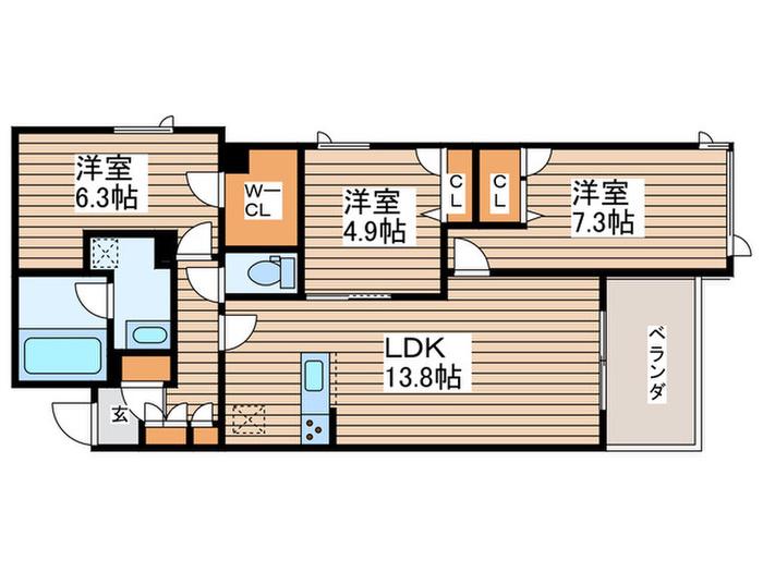 ザ・アークコート市川妙典(3LDK/3階)の間取り写真