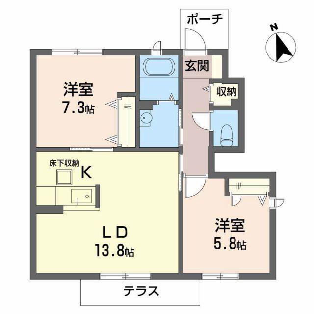 MASTCOURT秋葉(2LDK/1階)の間取り写真