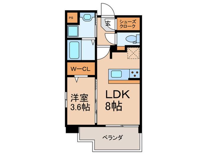 フェリス香椎(1LDK/7階)の間取り写真