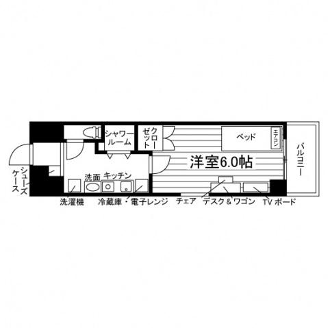 RJRクオーレ博多駅南(1K/3階)の間取り写真