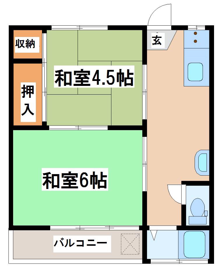レックス菊池I(2K/1階)の間取り写真