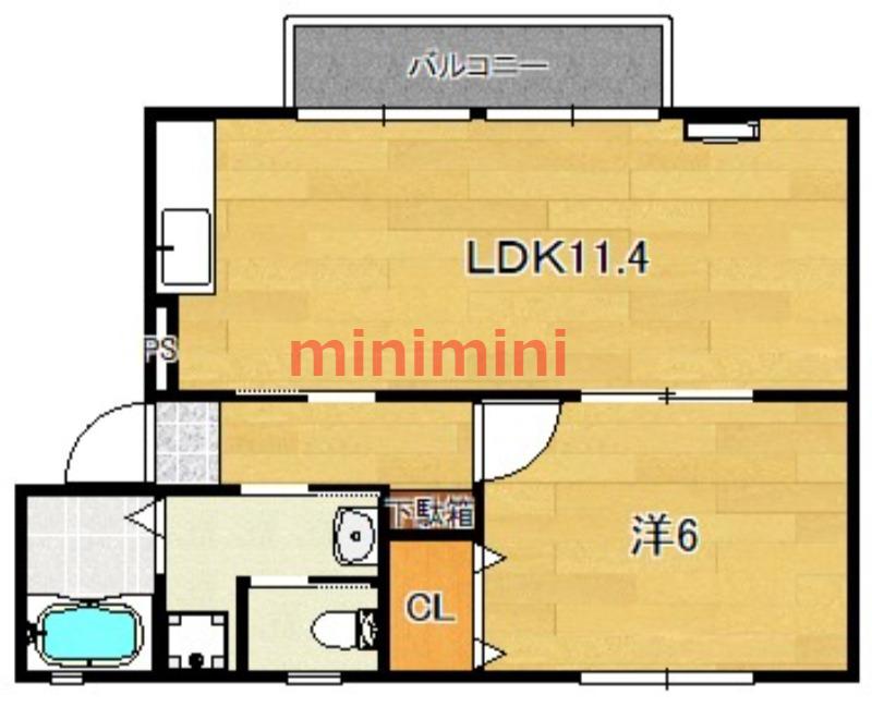 スペースK壱番館(1LDK/2階)の間取り写真