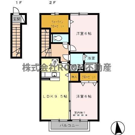 グランモア TOJIKI(2DK/2階)の間取り写真