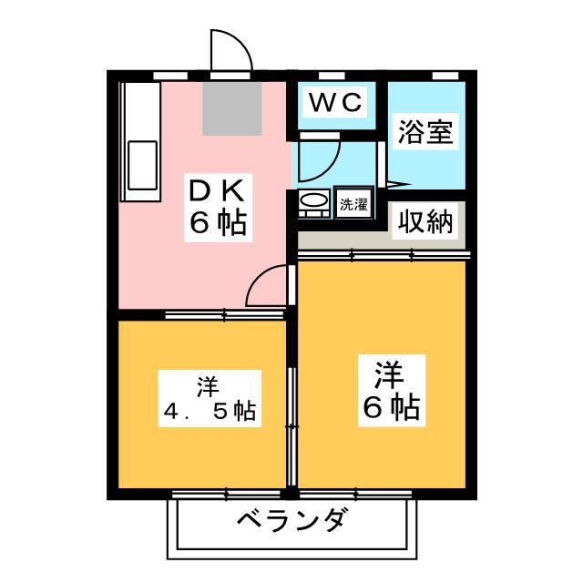 サンライフ相原I(2DK/2階)の間取り写真