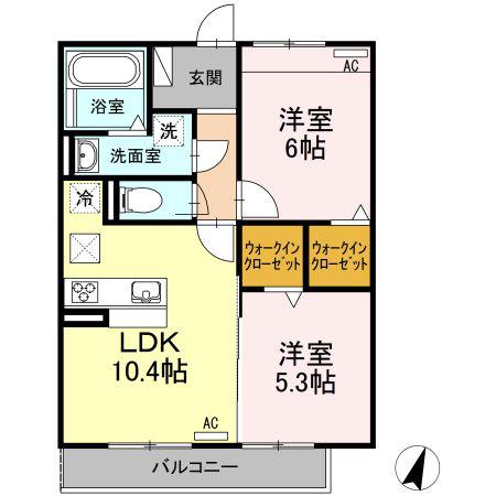 グレンディール(2LDK/1階)の間取り写真