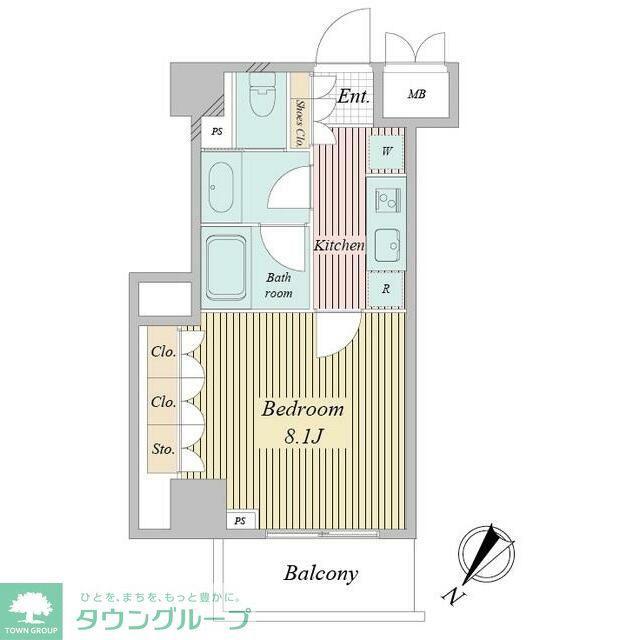 アクティ東仲通(1K/7階)の間取り写真