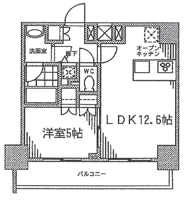 カスタリア門前仲町II(1LDK/5階)の間取り写真