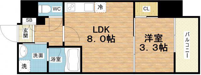 シーズンフラッツ阿波座(1LDK/3階)の間取り写真