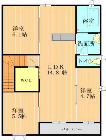 ドリームステーションA棟(3LDK/2階)の間取り写真