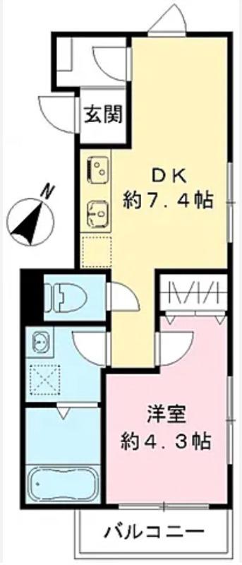 ルガロ西麻布(1DK/2階)の間取り写真
