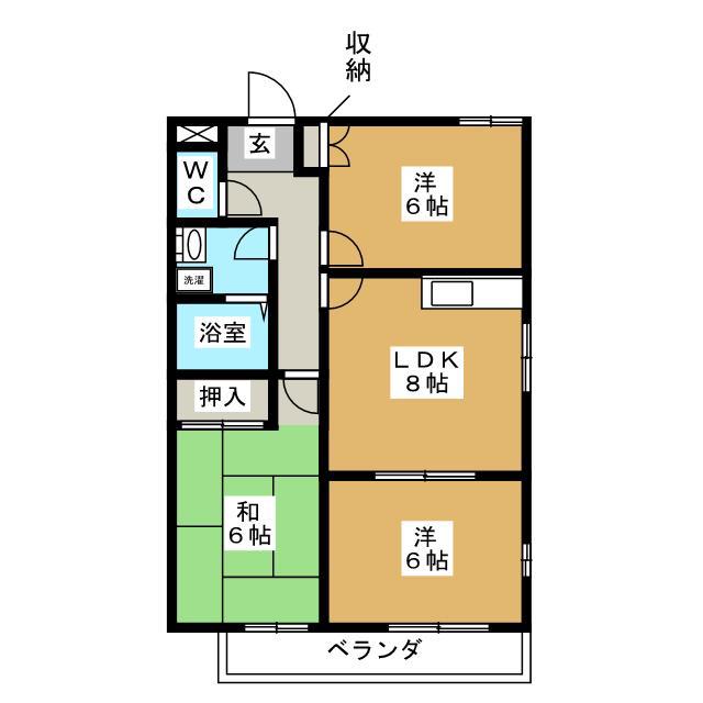第1大惣ハウス(3DK/2階)の間取り写真