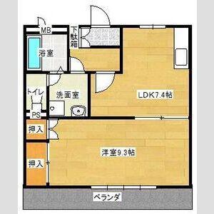 メゾン花水木II(1DK/2階)の間取り写真
