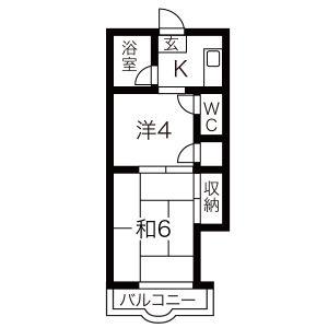 正木ビル(2K/2階)の間取り写真