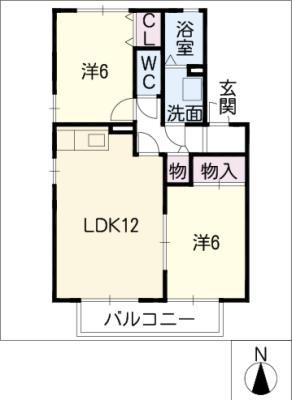 セジュールI A棟(2LDK/1階)の間取り写真