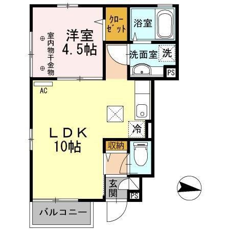 アルファIII(1LDK/1階)の間取り写真